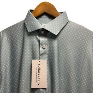 Collars & Co. Mens Large Relaxed Dress Collar Mint Green Featherweight Golf Polo
